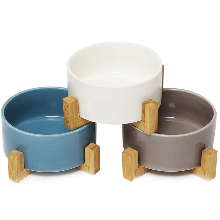 

Wholesale Portable Ceramic Pet Bowls Hanging Food Dog Bowls With Wool Stand, Customized color