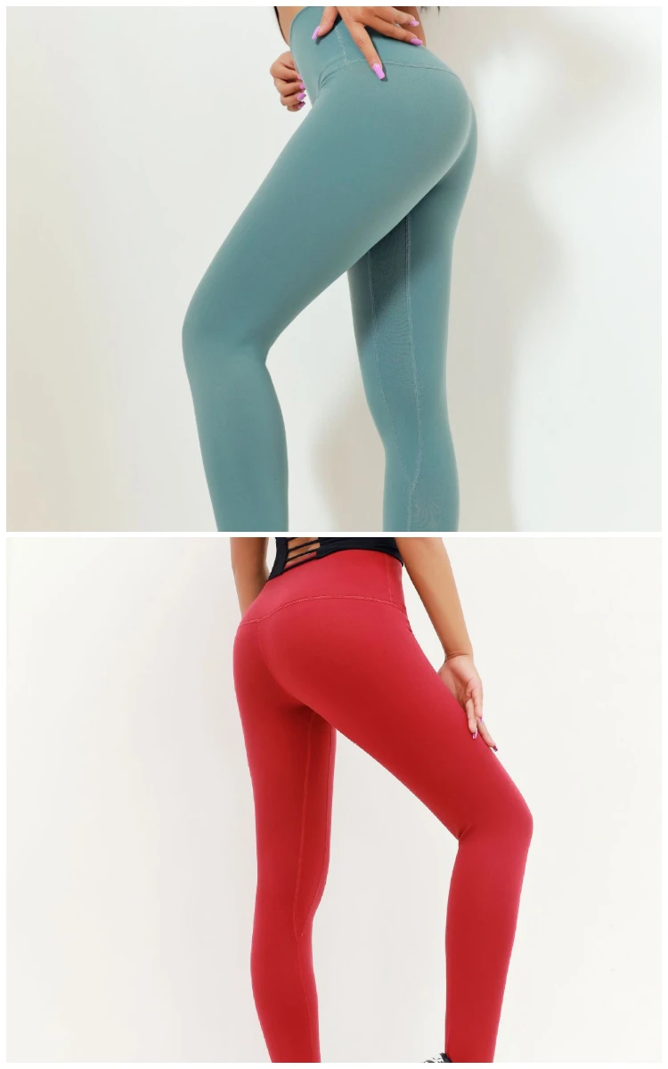 批发87% 尼龙 13% 氨纶薄超柔软裸体感觉轻盈瑜伽对齐紧身裤女式高腰