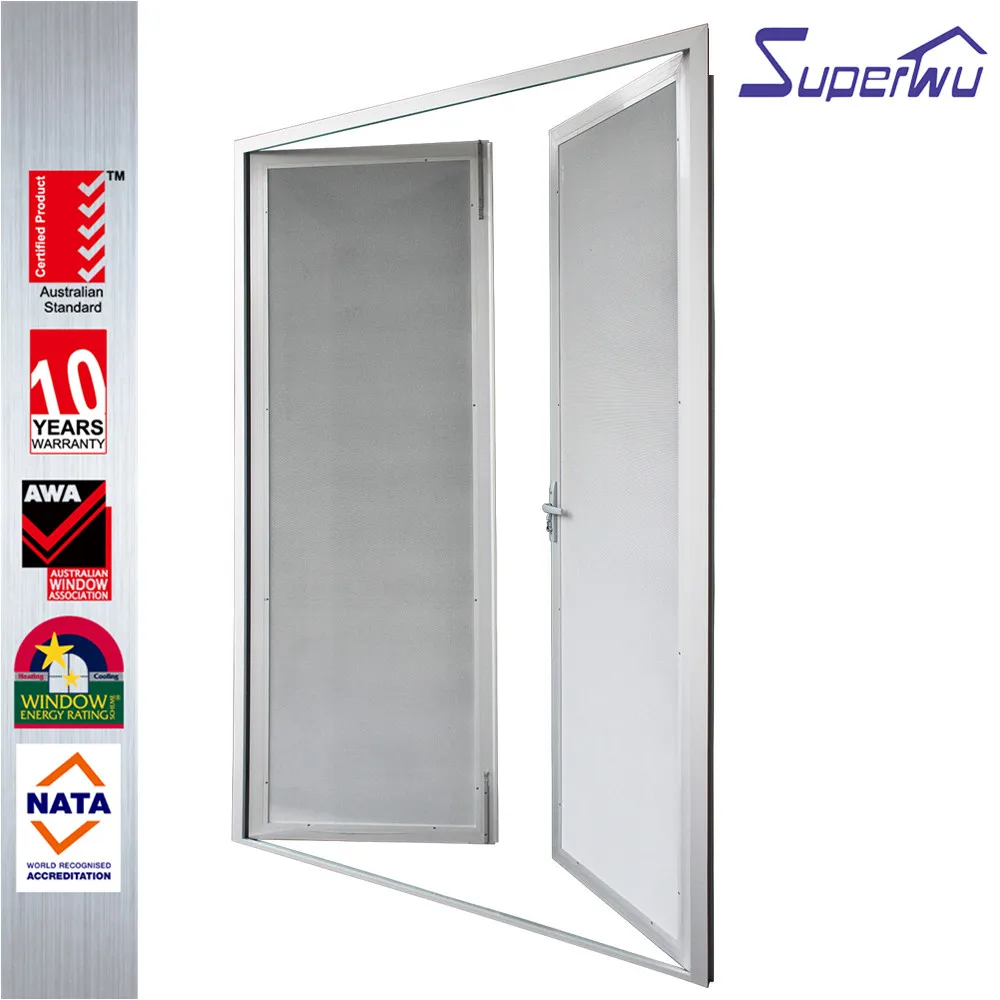10 Year Warranty Casement Exterior French Style Swing Door Aluminum Frame Glass Double Entry Door