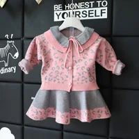 

Wholesale baby girl clothes 2020 girls sets kint Leopard swater + skirts 2pcs children clothes set free shipping