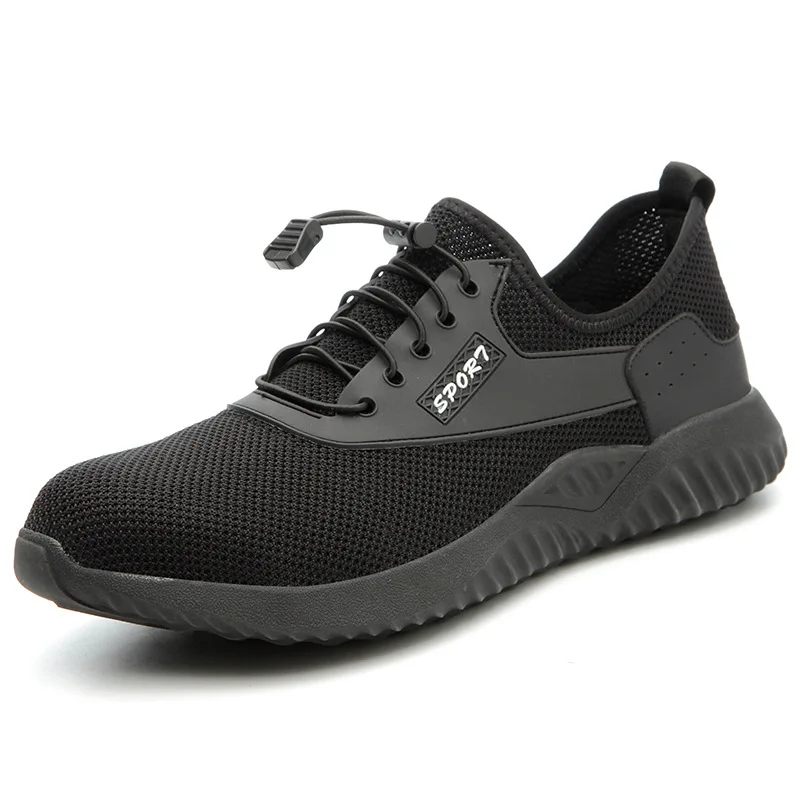 

Non-slip Anti-smash anti-stab Unisex work shoes Men indestructible shoes Steel toe safety shoes, Black