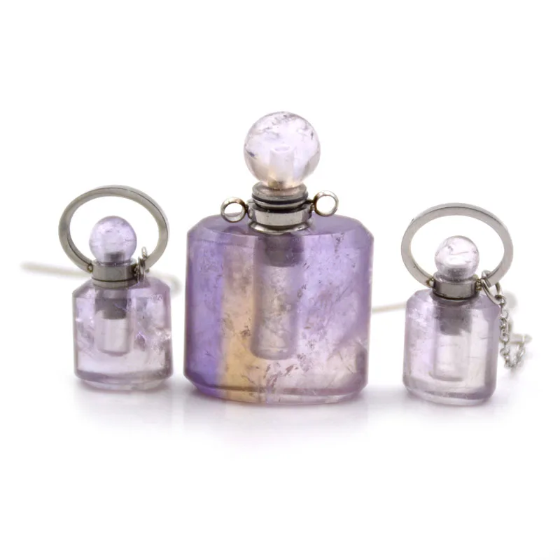 

Natural Gemstone Perfume Original Cremation Bottle OpenedPendant Essential Oils Diffuser Crystal Pendants Carved Jewelry, Multi