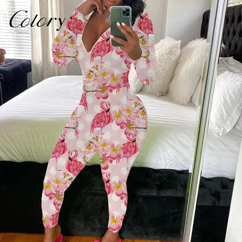 

Colory Onesie With Butt Pocket Plus Size Jumpsuit Pajamas Sexy Woman, Customized color