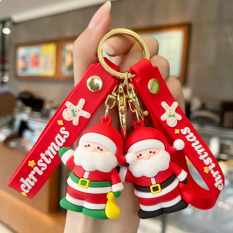

Llavero De Silicona Christmas Cartoon Keychain Lovely Santa Claus Keychain Car Pendant Rubber Doll Christmas Snowman Keychain