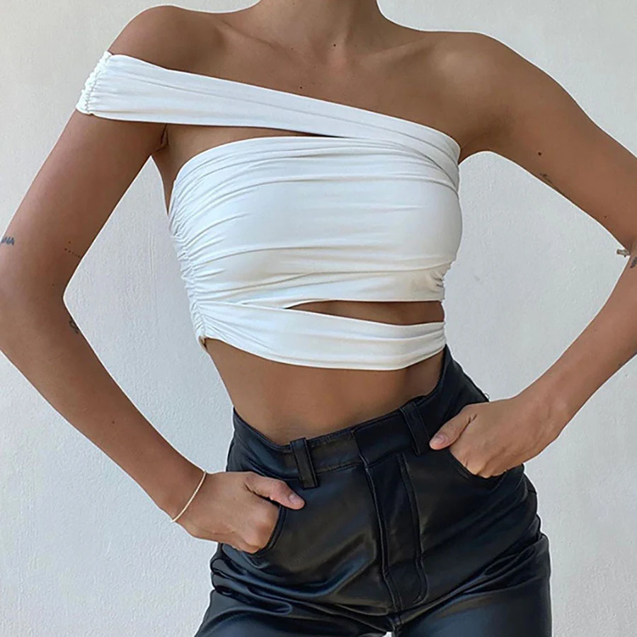 

Nibber G193AT83 Dropshipping Wholesale Custom Stylish Design Off Shoulder Casual Streetwear Bodyshaper Crop Tops Women Tank Top, Black / white