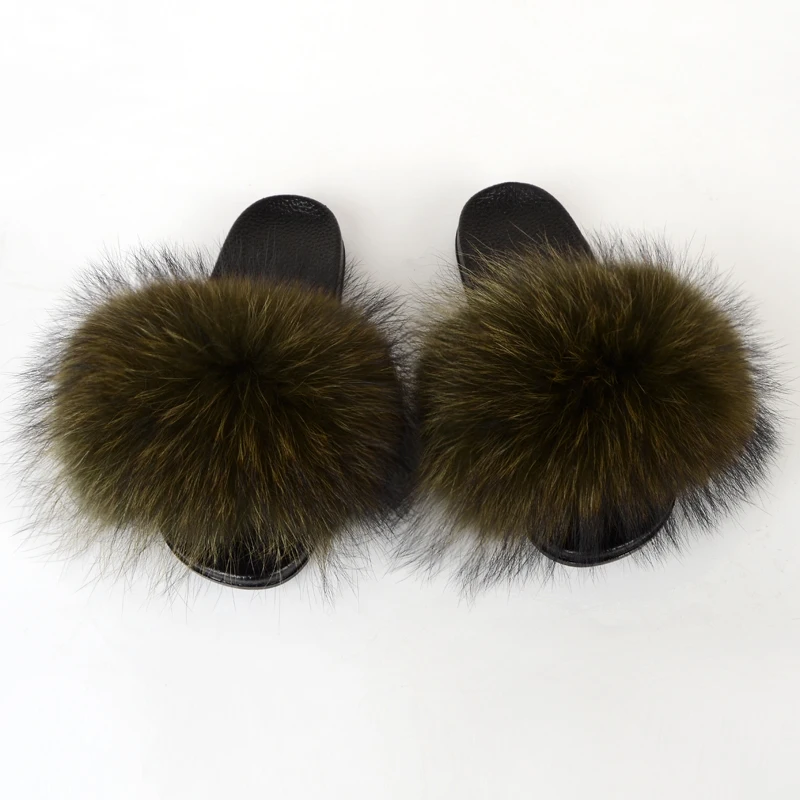 
2020 Wholesale New Fashion Fur Slippers Luxury Mink Fur Women Slides Ladies Mink Real Fur Fluffy Slippers 