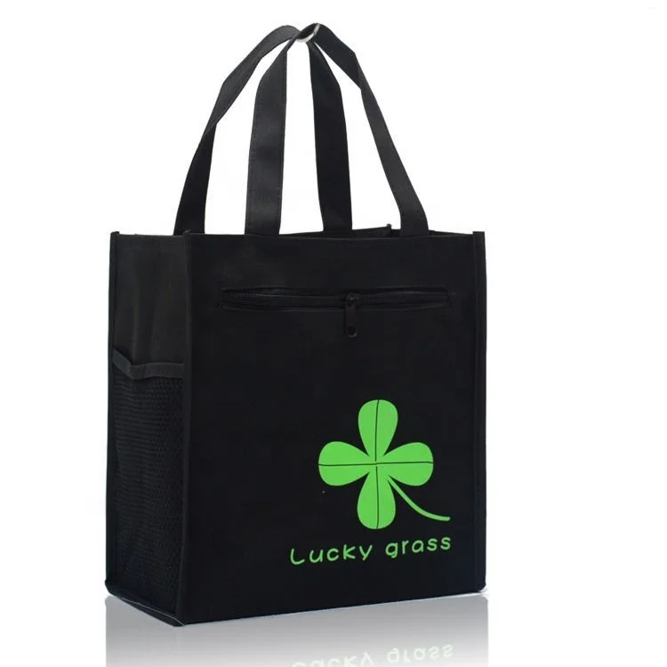 

Eco-friendly Reusable Tote Canvas Bags with Custom Printed Logo adult lunch bag, Black
