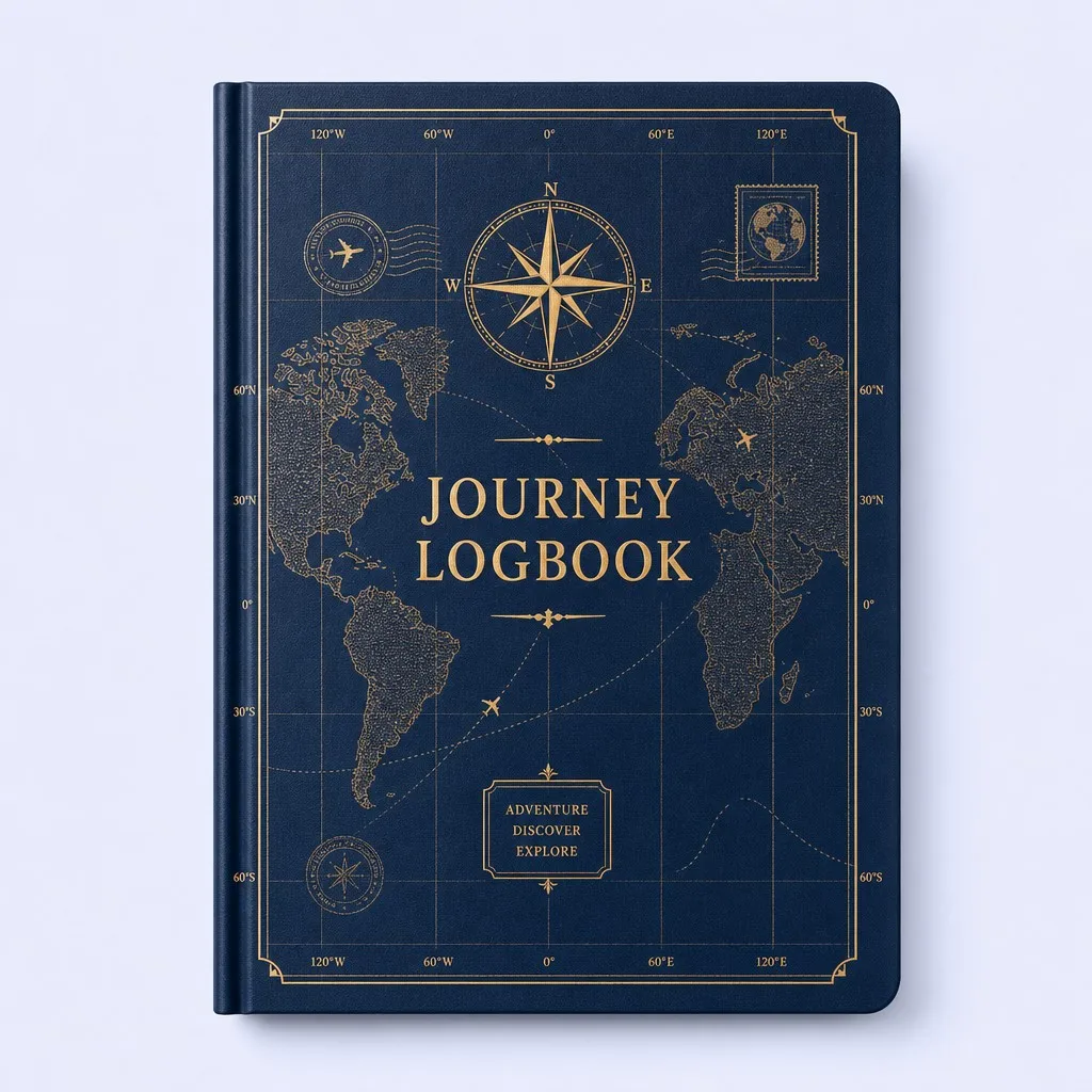 Travel Journal - Vintage Cartography Edition in Midnight Navy