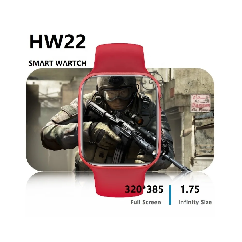 

smartwatch 2021 HW22 Smart Watch 1.75inch custom dial BT call 44mm reloj Watches PK iwo 12 pro w46 w26 hw12 hw16 W34 AK76, Red/blue/black/white/pink