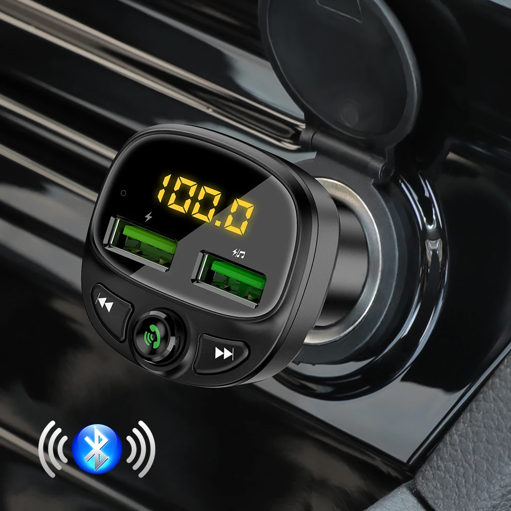 

Free Shipping 1 Sample OK CE FCC FLOVEME Fm Transmitter Car Charger Adapter Mp3 Music Player Dual Port USB Car Charger