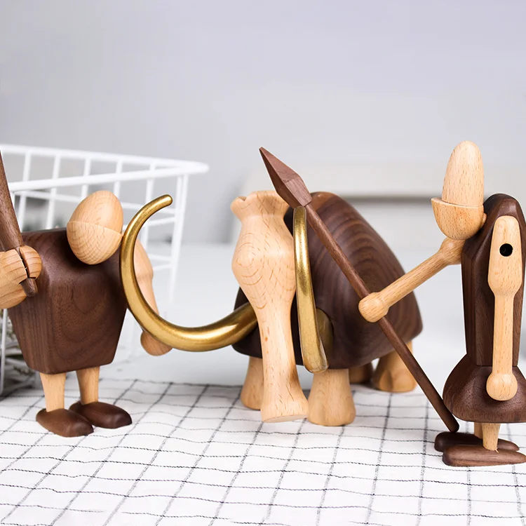 
original design wooden animal for mammoth solid wood arts and crafts desk decoration creative birthday gift 