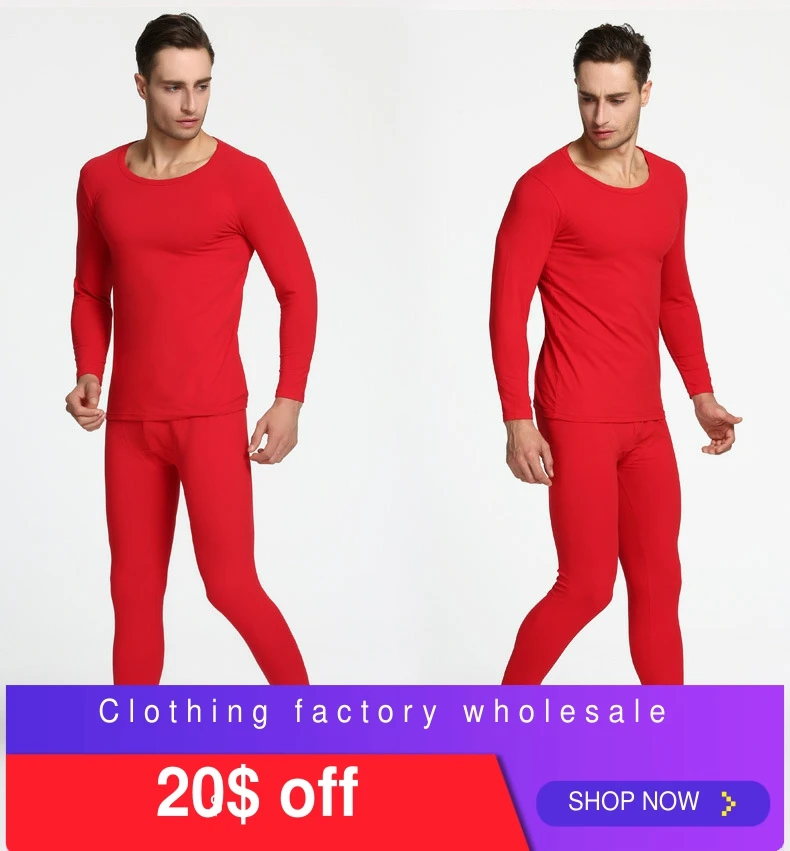 

High Quality Bamboo thermal underwear long sleeve crew neck Cotton Thermal Underwear Mens Long Johns, Customized color