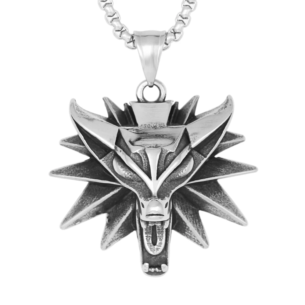

Non Tarnish Jewelry Vintage Stainless Steel Wolf Head Pendant Necklace