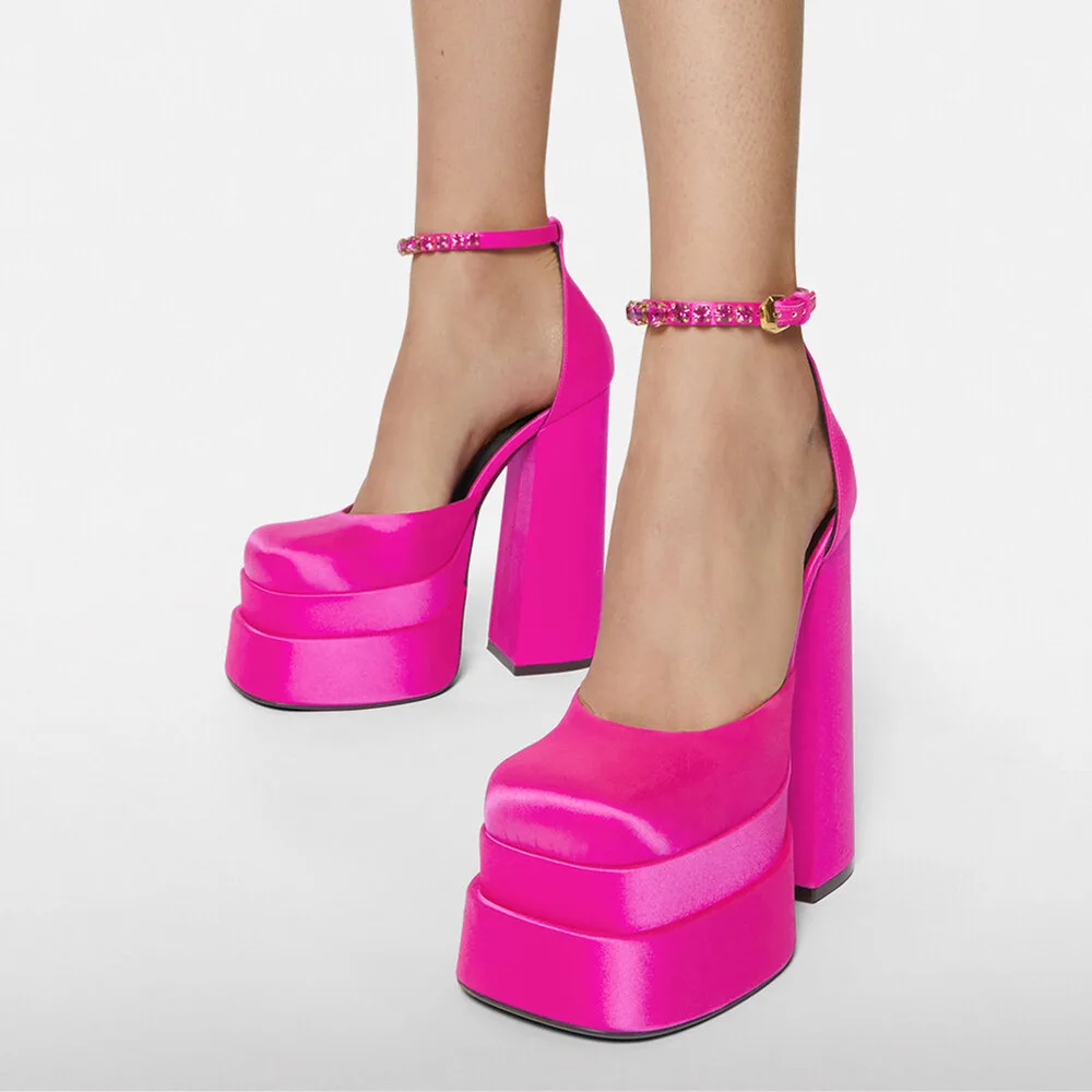 

Lover beauty sexy satin heels double platform heels block sandals heel, Customized color