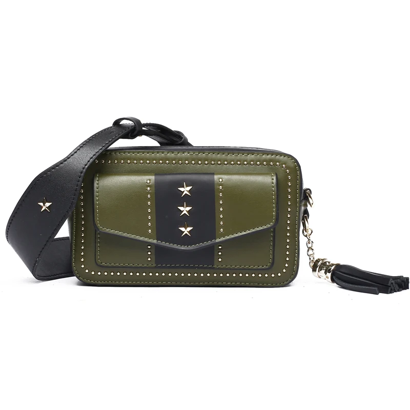 

New Style Rivet Leather Handbags One-shoulder Diagonal Small Square Bag Ladies Camera Bag, 3 color