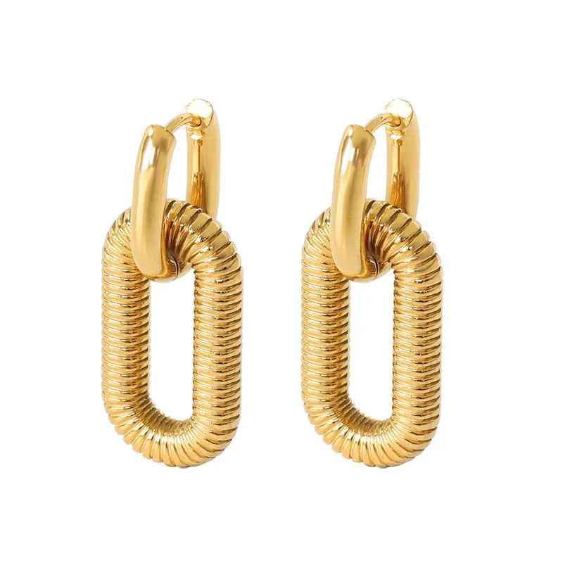 Heavy Metal Earrings Drop Earing Gold Large Square Hoop Statement Shaped Geometric Earring