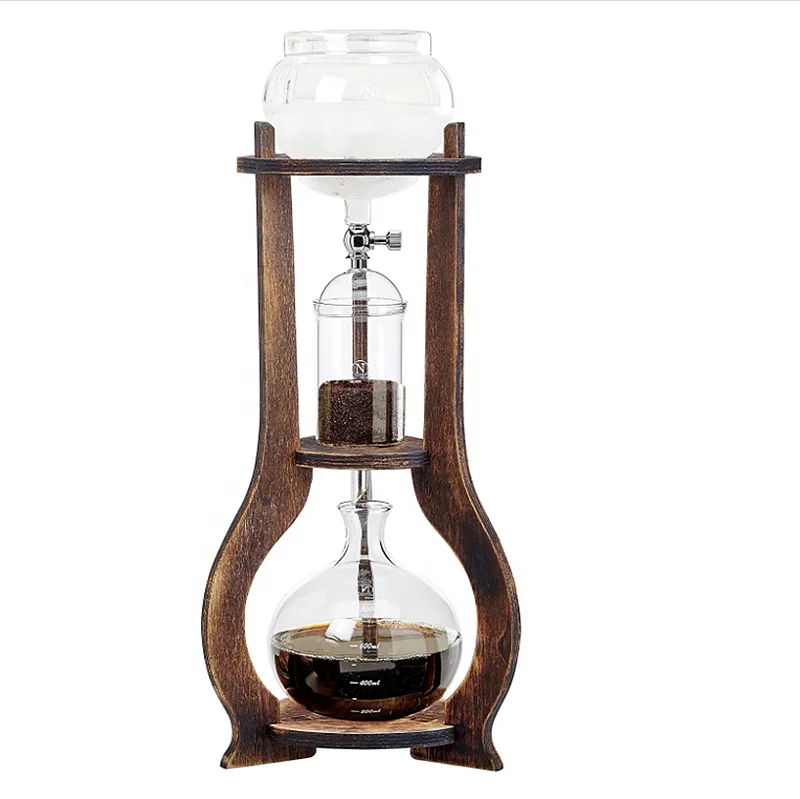 

Ecocoffee Iced Coffee Cold Brew Drip Tower Coffee Maker Wooden, 6-8 cup, Clear