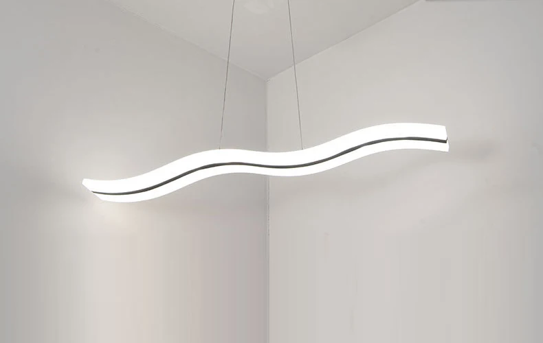 Wavy white modern led chandeliers long  kitchen pendant light dining room chandelier