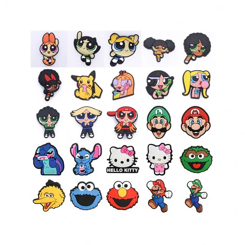 

Powerpuff Girls croc charm wholesale hot classic cartoon anime pvc croc shoe charms for clog custom croc shoe charms decoration