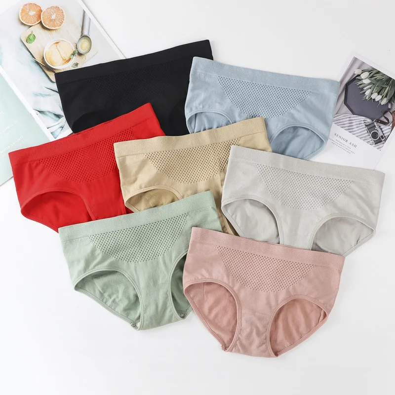

Japanese 3D honeycomb warm underpants low waist seamless underwear tummy control hip raise ladies briefs panties