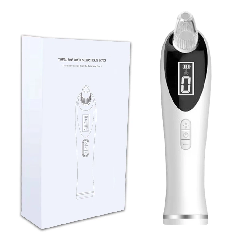 

Blackhead Remover Vacuum Hot Compresses Pore Cleaner Suctioning Nose T Zone Acne Sebum Firming Skin USB Charge, White