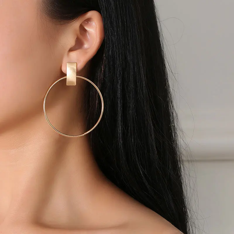 

Korean Fashion Hot Sale Simple Round Metal OL Earrings Jewelry For Women