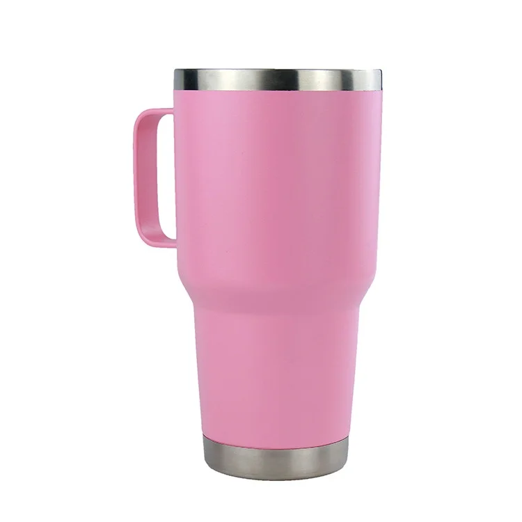 Double Wall Travel Car Custom 30oz Beer Mug Tumbler Cups Stainless Steel Coffee Mug Insulated Flask with Handle