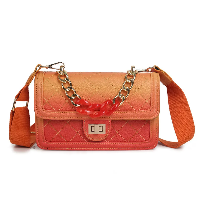 

New single shoulder slung portable Fashion wild trend Ladies rhombic gradient small square bag