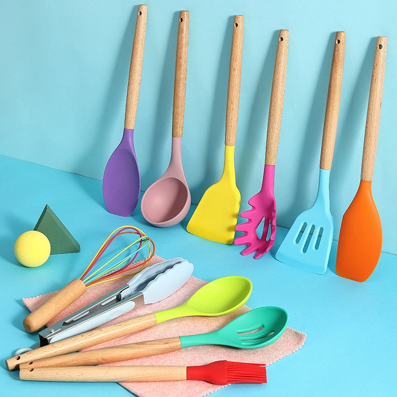 

Custom Kitchen Utensils And Appliances Colorful Cooking Tools 12PCS Silicone Kitchen Utensil Set, Multicolor