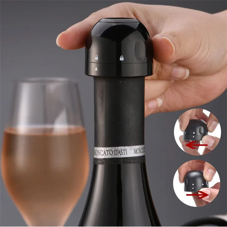 

Mini Vacuum Red Wine Bottle Stopper Silicone Sealed Champagne Bottle Stopper Vacuum Retain Freshness Wine Plug Bar Tools, Black