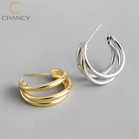 

Hot sale 925 sterling silver jewelry stud earring Multilayer geometric circle earring