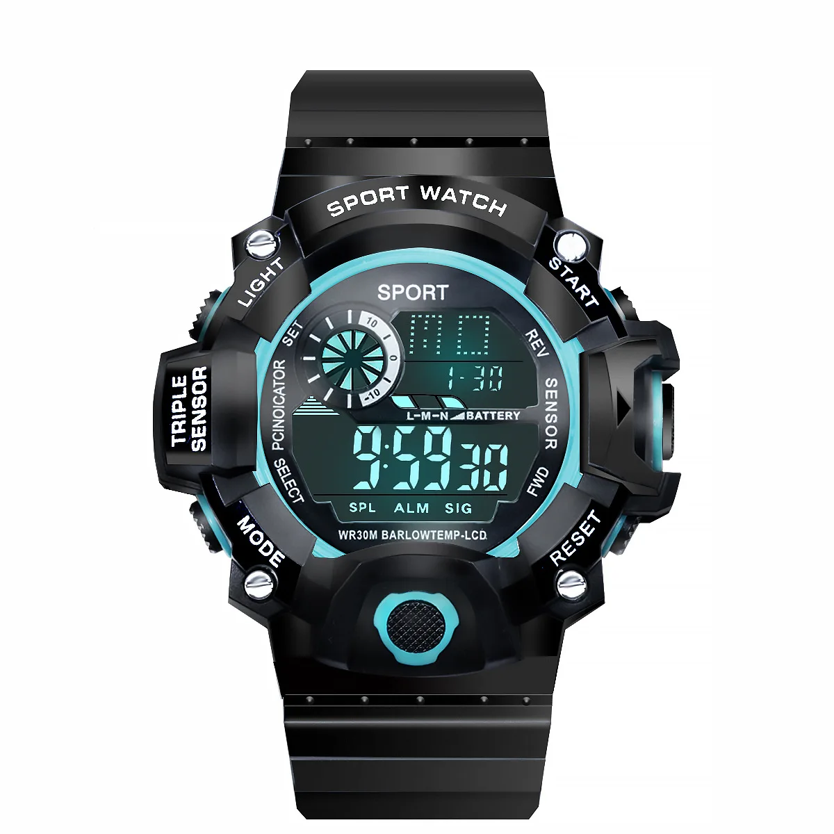 

cold light electronic watch black waterproof watch multifunction el backlight custom plastic large digital watches men wrist