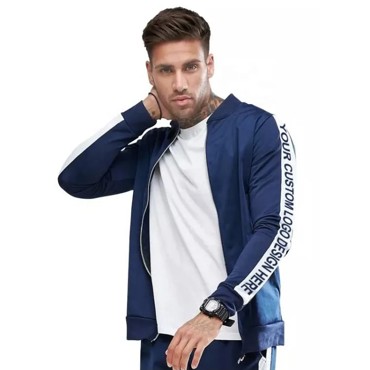 
Custom Latest Design Mens Slim Gym Training Plain Fitted Tracksuit 