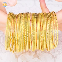 

Fashion 60-65mm Diam Women 24K Gold Brass Closed Single Bracelet Bangle