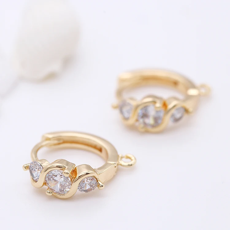 

Factory Wholesale Simple Design Round Shape Micro Pave Zircon 14k Gold Plated Small Hoop Earrings for Women