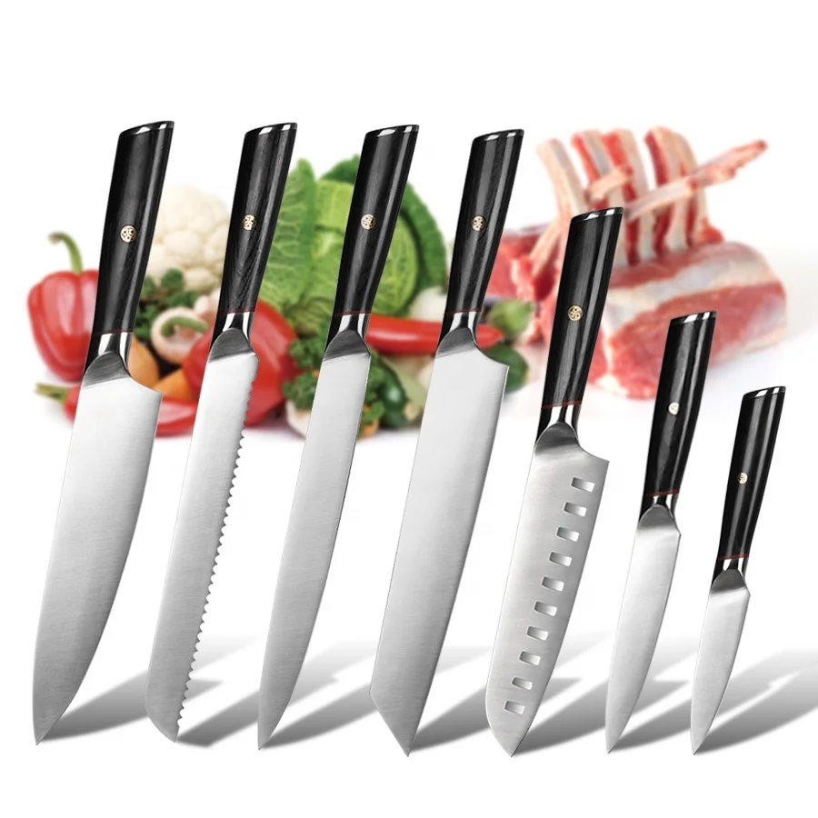 
Premium Quality Stainless Steel 3cr14 Blade 6pcs Kitchen Cooking Knife Set With a Block  (60806454597)