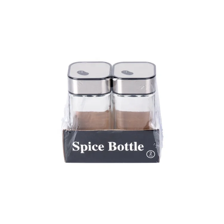 

Manufacturer Custom Spice Grinders Jar Stainless Steel Lid Glass Pepper Shakers 2pcs