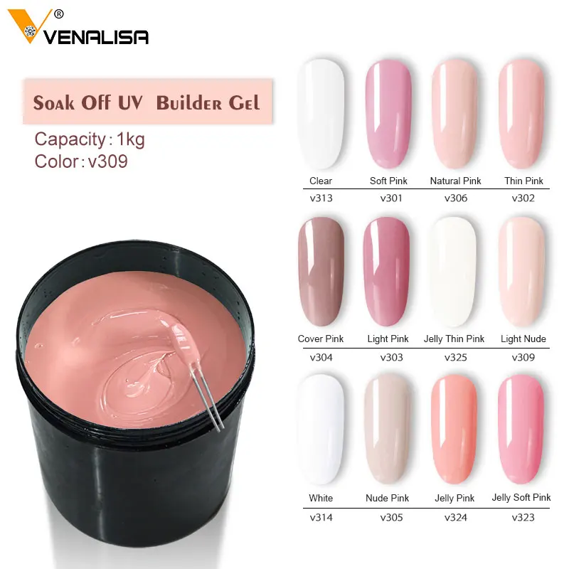VENALISA private Label UV GEL 1KG Enamel Nail Art uv Nail OEM Bulk package 1000ml construction hard jelly poly builder gel