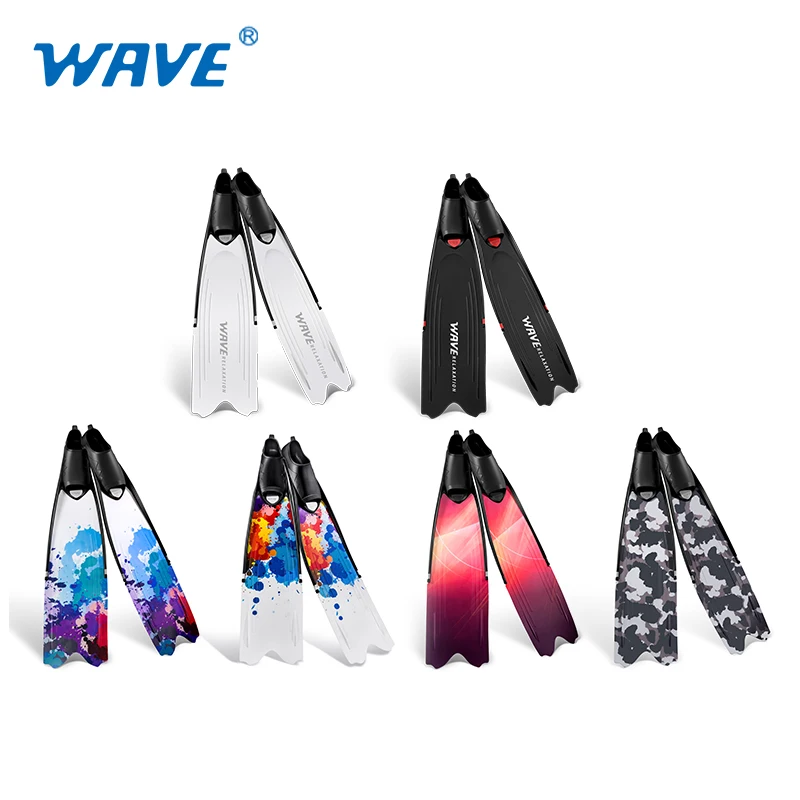 

Custom spearfishing footpockets professional adult PP/TPR glass training spearfishing long freediving fins, Black,white etc