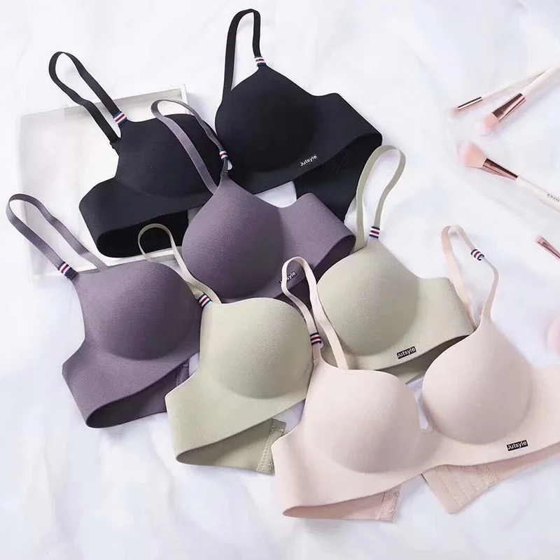 

1958 Hot Sale Ladies Comefortable Wireless Seamless Push Up Bra, 4 colors: black, deep gray, green, nude