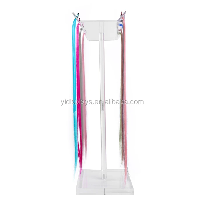 Yi Displays Rotating Acrylic Hair Extension Display Stand Clear Hair