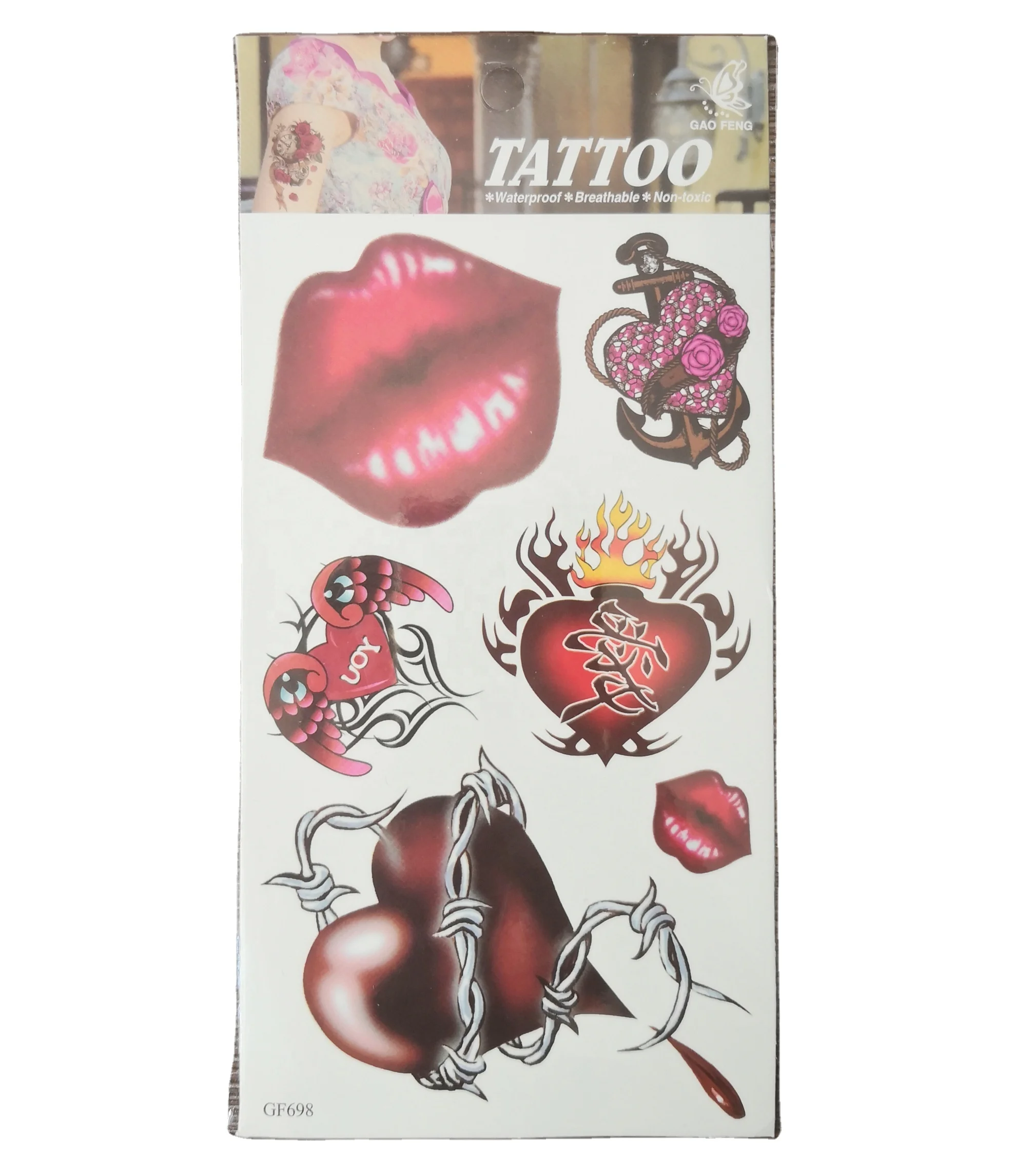 

Cheap 2022 Trend Charm customized Fashionable Lipstick Non-Toxic waterproof temporary tattoo sticker woman, Colorful/ pms/black