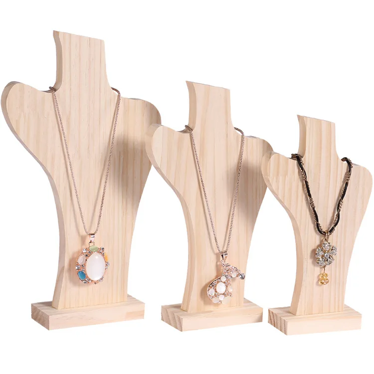 

Wholesale Bust Necklace Holder Stand Wooden Jewelry Display Bust Holder, Natural