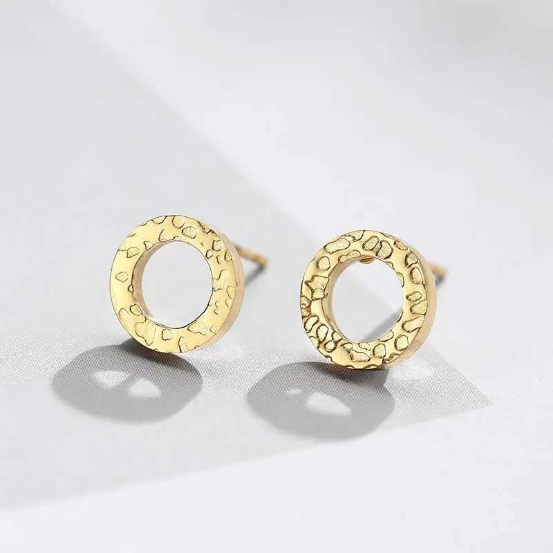

Best Selling Jewellery Circle Tiny Cute Female Textured Round Simple Stud Earrings Women