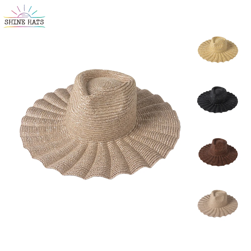 

Shinehats 2023 OEM Vintage Fashion Custom Beach Chapeau Women Sun Summer Sombreros Wholesale Wide Brim Panama Fedora Straw Hats