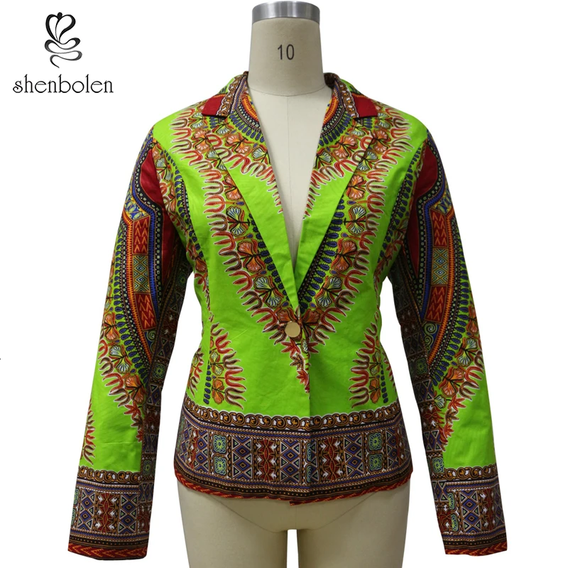

2021 Autumn African Tradition Design Bodycon 100% Cotton Lining Ankara Wax Print Fabric Women Jackets, As pictures