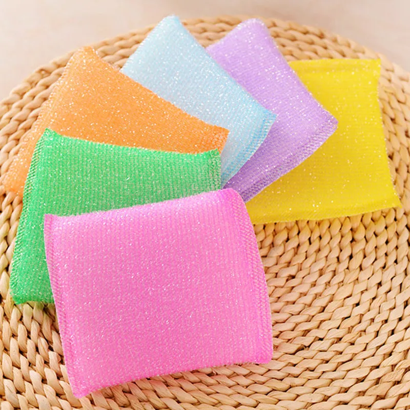 

4 Pcs set kitchen cleaning scouring pads cloth sponge scouring pad coloury, Random