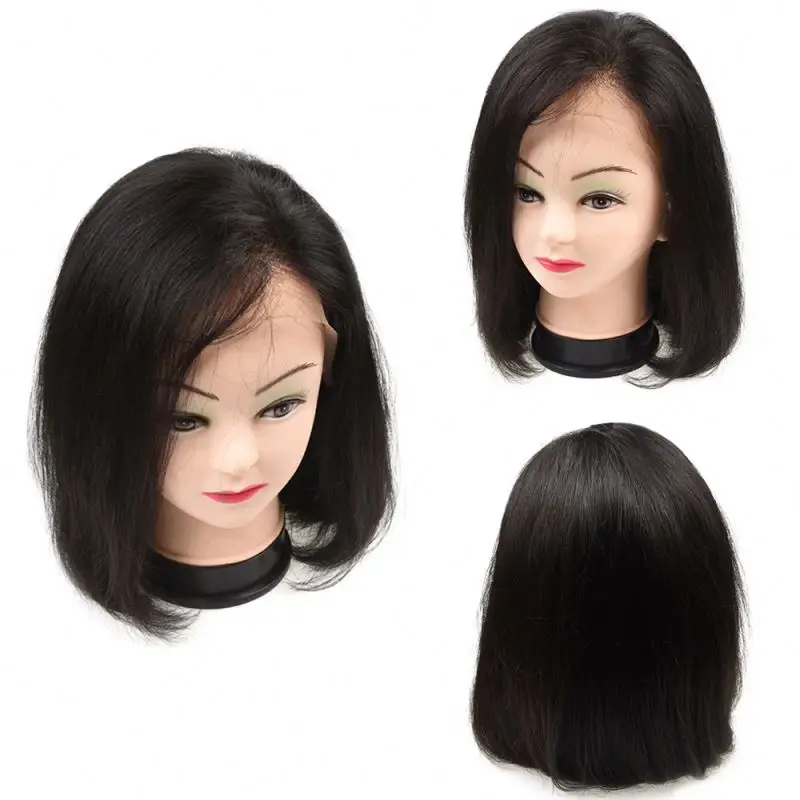 

Factory Colored Natural Black Lace Full Short Straight Bob Wig For Women