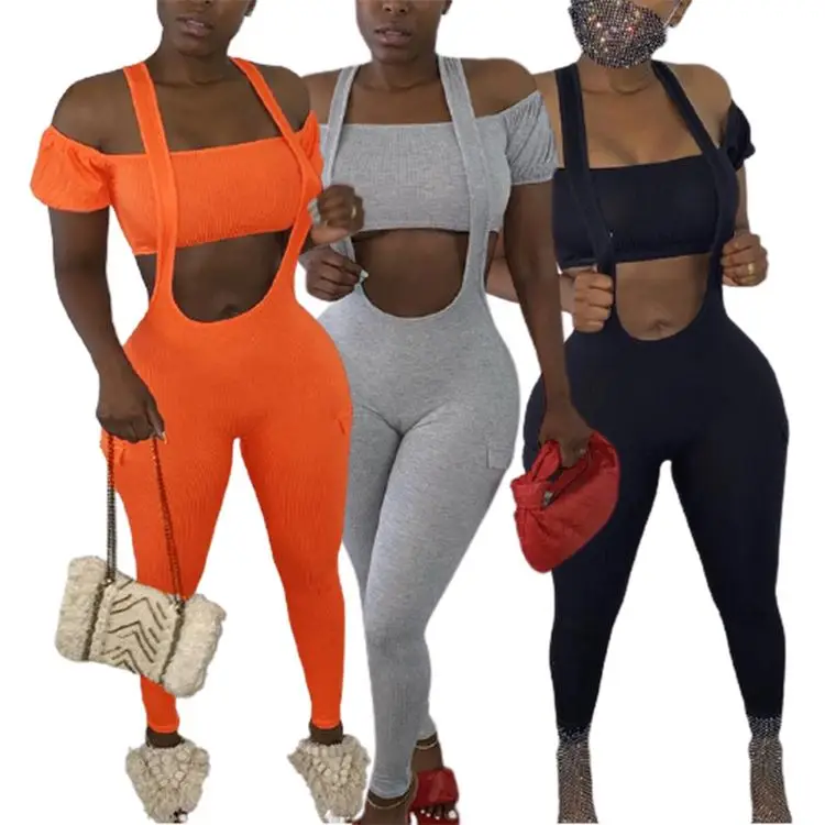 

D96759 New Arrival Off Shoulder Casual Wear Lady Clothing Sexy Two Piece Set 2021 Women Sets Two Piece 2 Piece Set