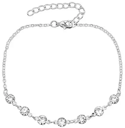 

Fashion Ahead Silver Rose Gold Crystal Layered Anklets